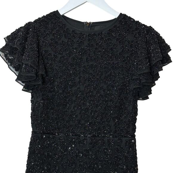 Mac Duggal Petite Embellished Cap Sleeve Fully Beaded Gown Black Women 2 NWOT - Picture 15 of 15